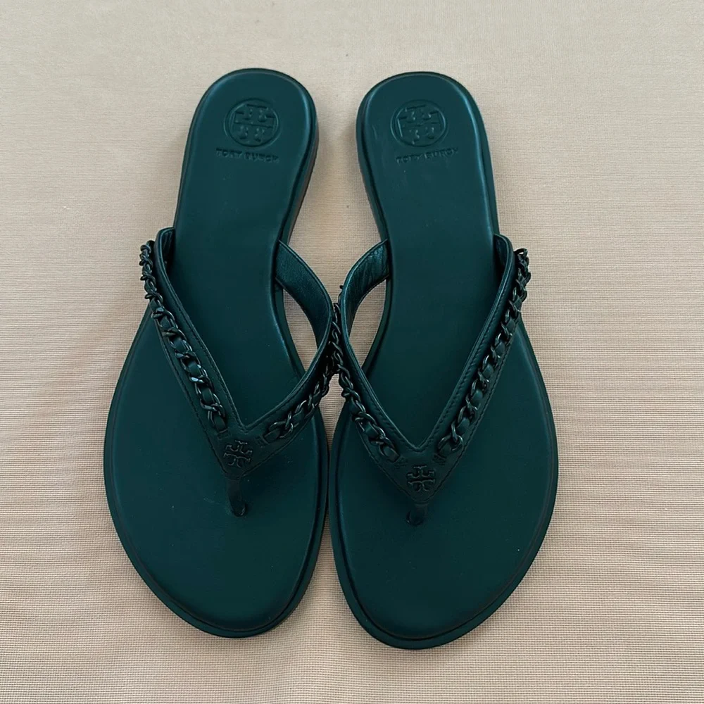 New Tory Burch Leather Sandals. Size 8. Black.